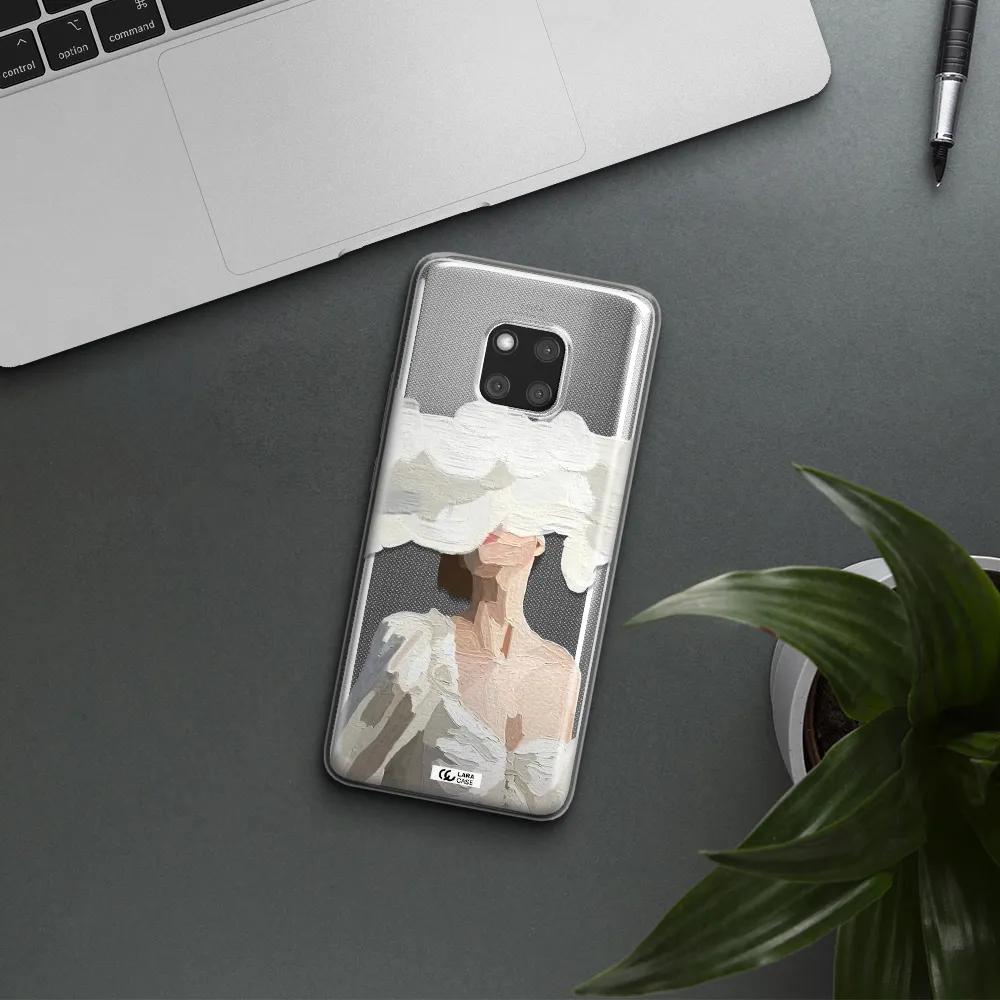 a woman with a cloud covering her face Huawei Mate 20 Pro Clear TPU Case