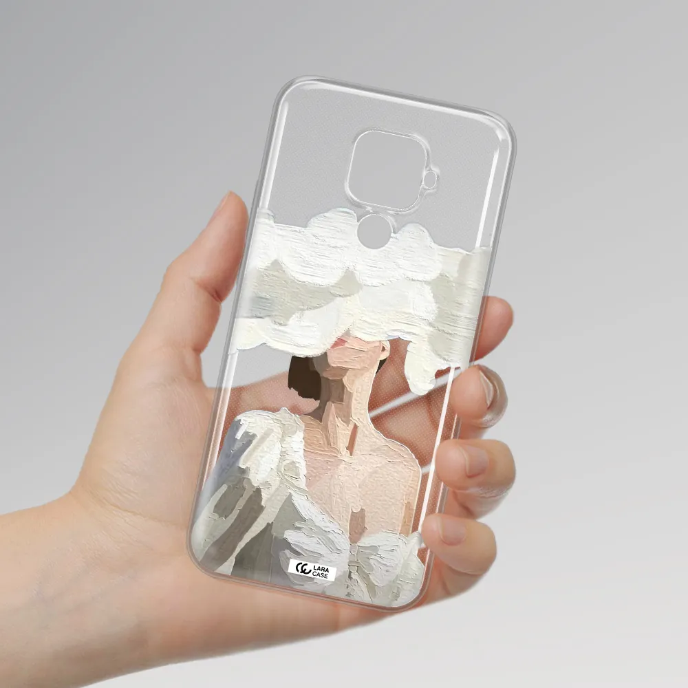 a woman with a cloud covering her face Huawei Mate 30 Lite Clear TPU Case