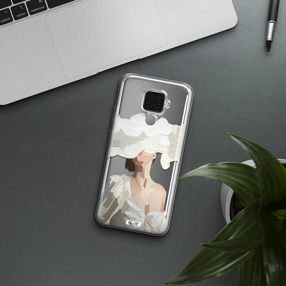 a woman with a cloud covering her face Huawei Mate 30 Lite Clear TPU Case