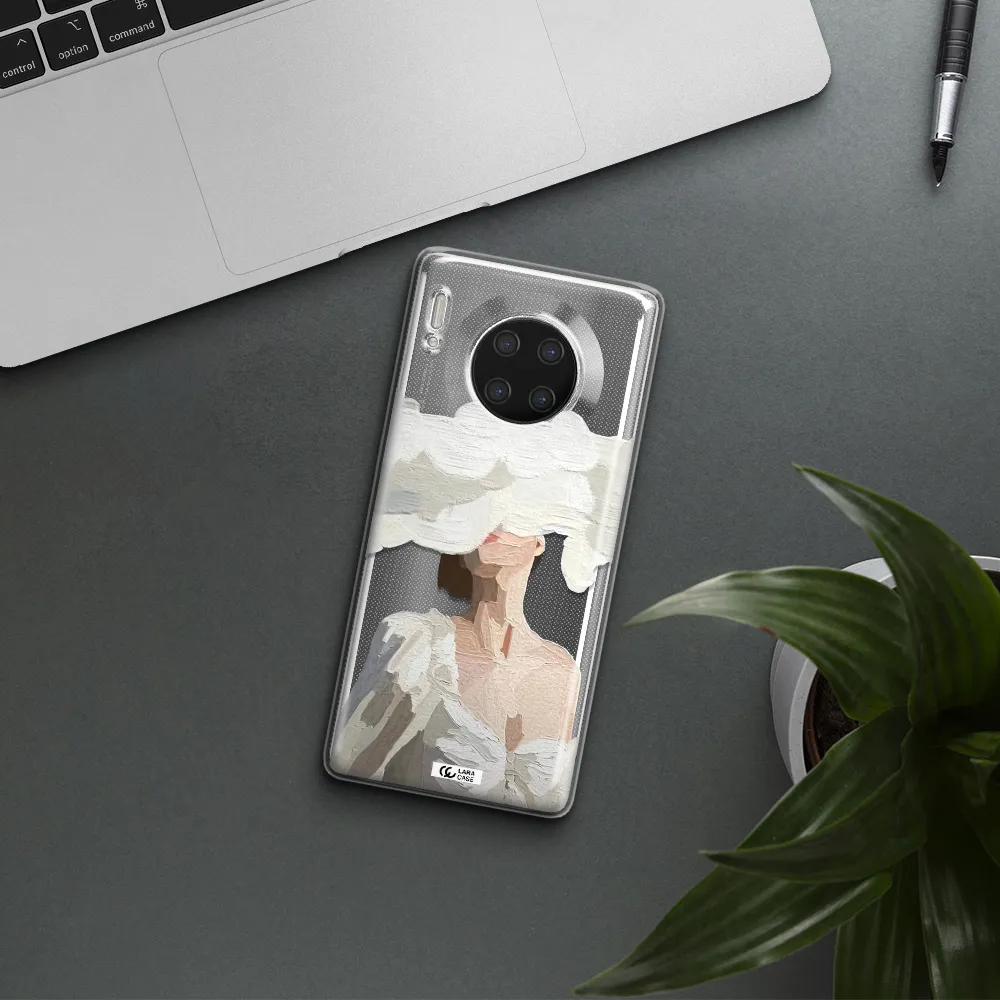 a woman with a cloud covering her face Huawei Mate 30 Pro Clear TPU Case