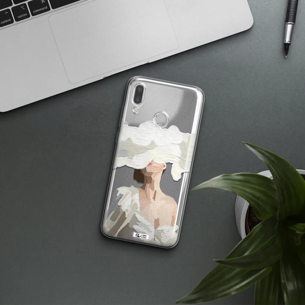 a woman with a cloud covering her face Huawei P Smart 2019 Clear TPU Case
