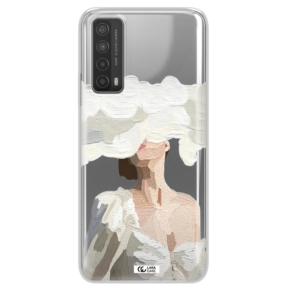 a woman with a cloud covering her face Huawei P Smart 2021 Clear TPU Case