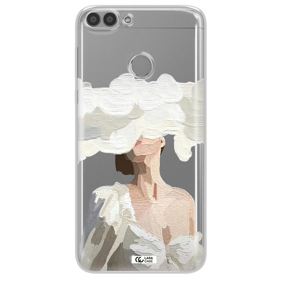 a woman with a cloud covering her face Huawei P Smart Clear TPU Case