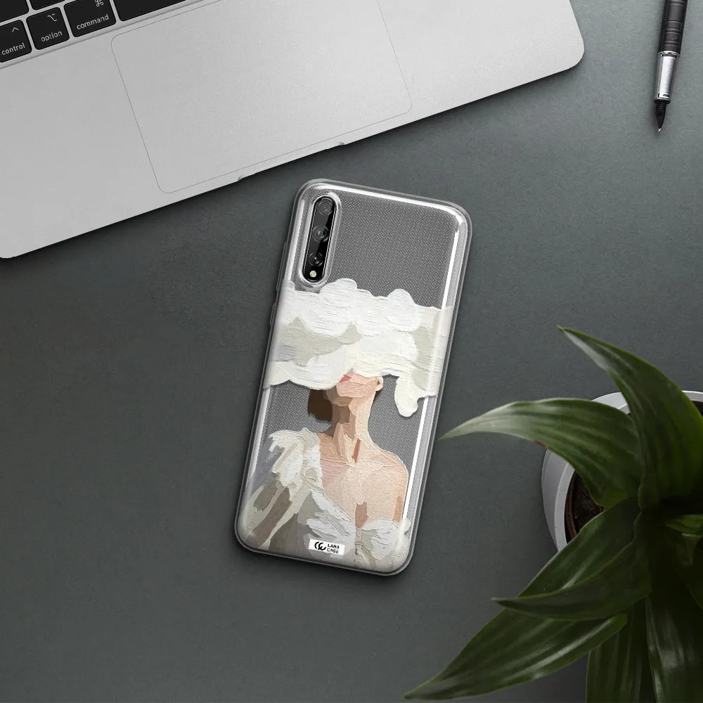 a woman with a cloud covering her face Huawei P Smart S Clear TPU Case