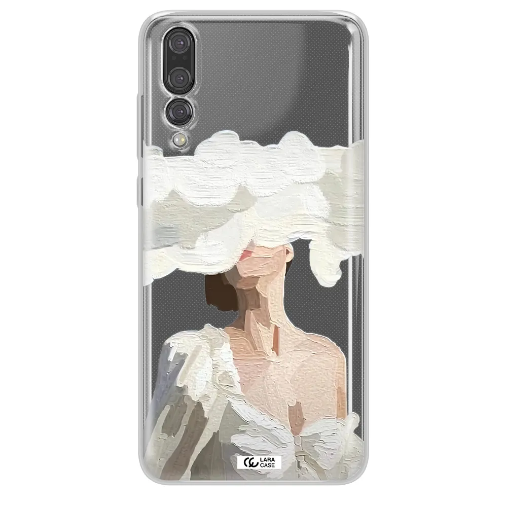 a woman with a cloud covering her face Huawei P20 Pro Clear TPU Case