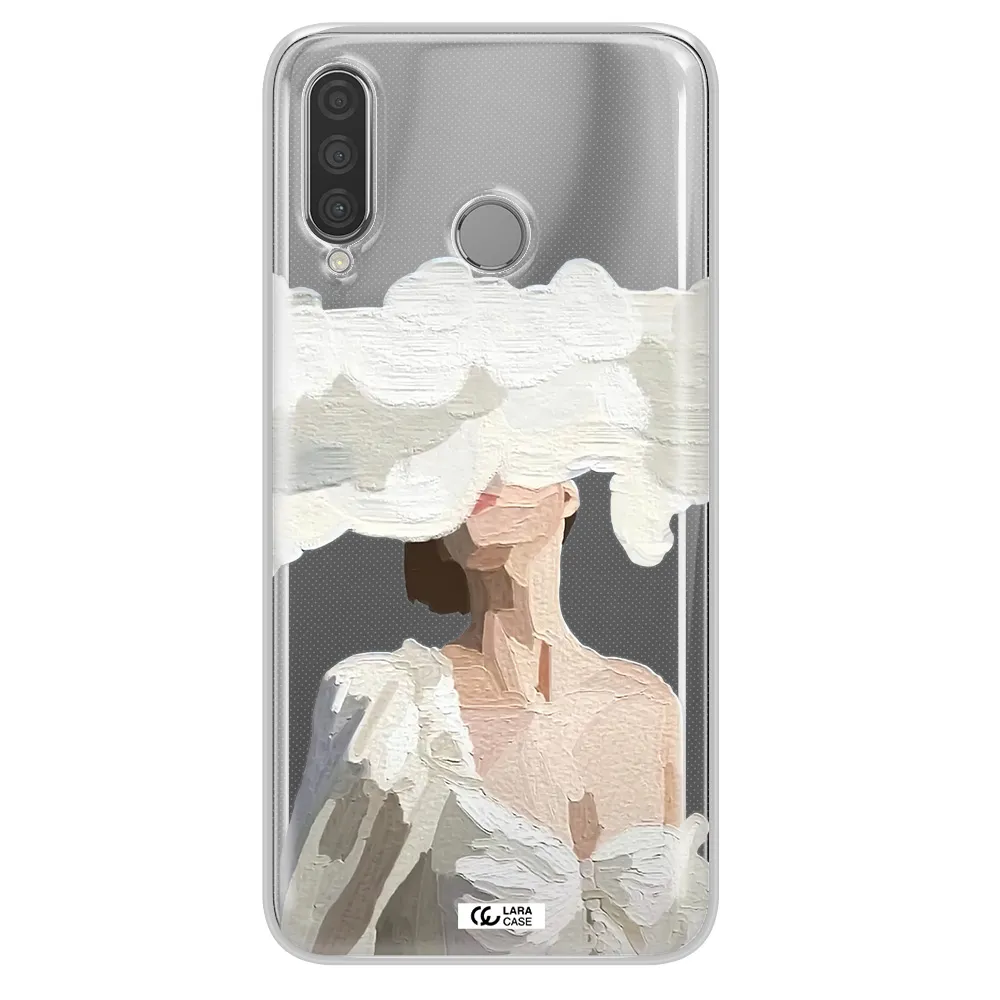 a woman with a cloud covering her face Huawei P30 Lite Clear TPU Case