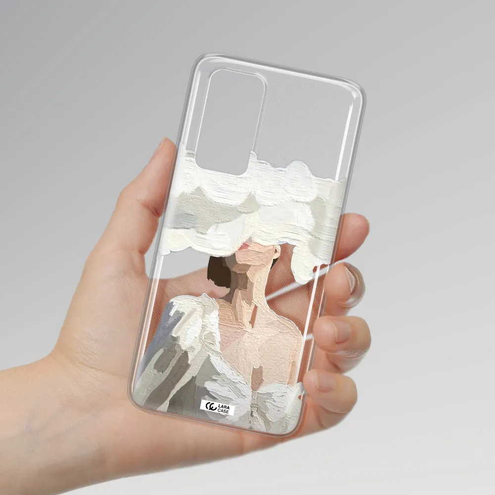a woman with a cloud covering her face Huawei P40 Clear TPU Case