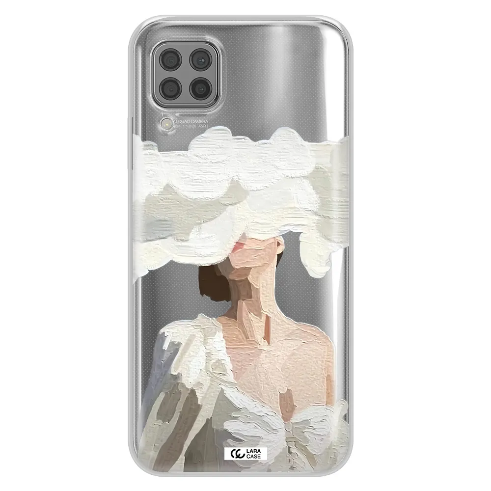 a woman with a cloud covering her face Huawei P40 Lite Clear TPU Case