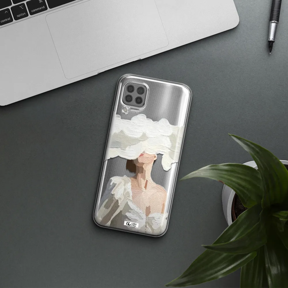 a woman with a cloud covering her face Huawei P40 Lite Clear TPU Case