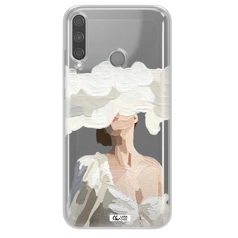 a woman with a cloud covering her face Huawei P40 Lite E Clear TPU Case