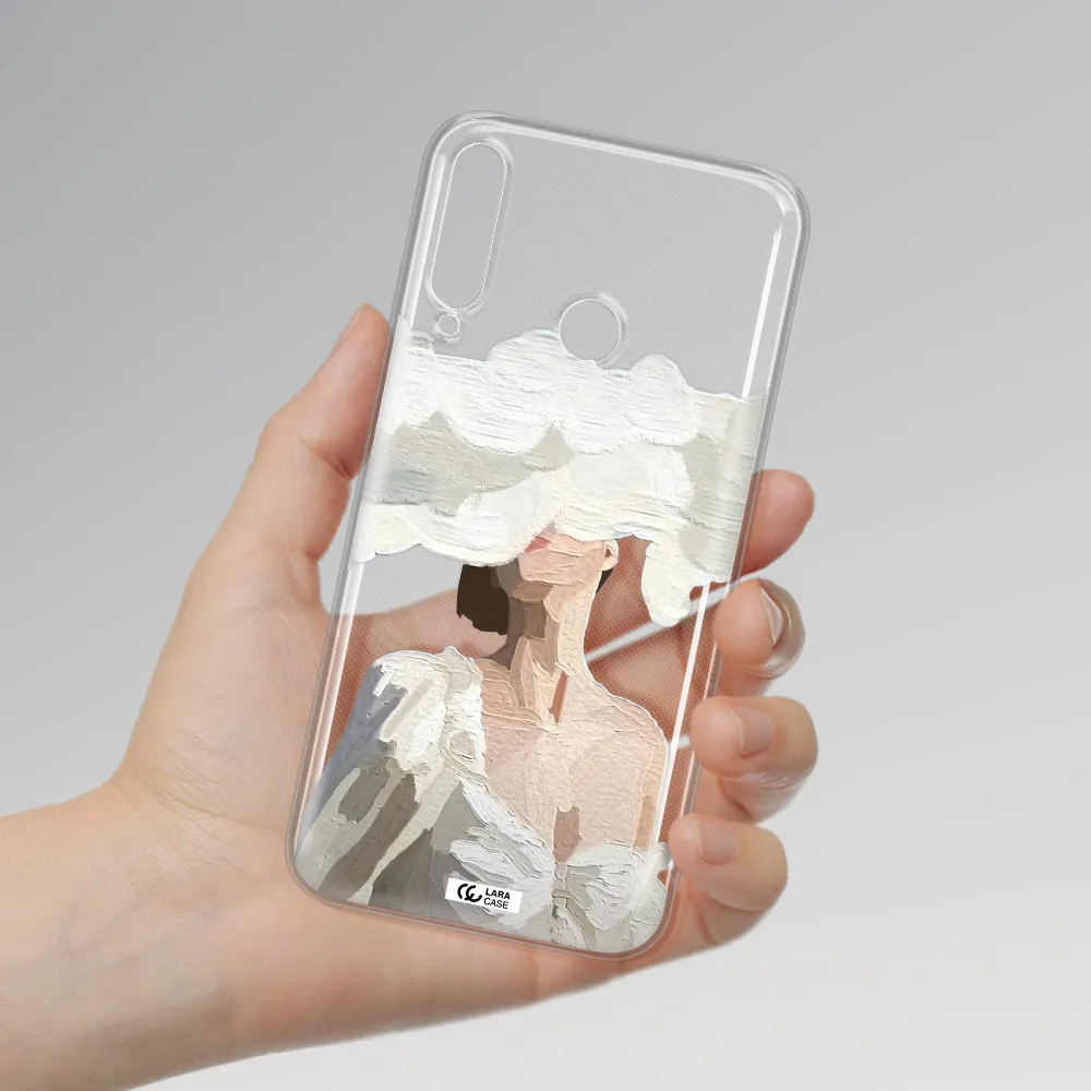 a woman with a cloud covering her face Huawei P40 Lite E Clear TPU Case