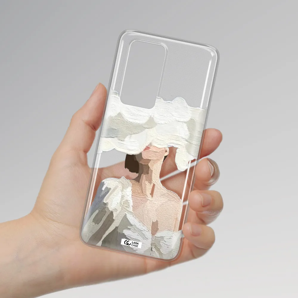 a woman with a cloud covering her face Huawei P40 Pro Clear TPU Case