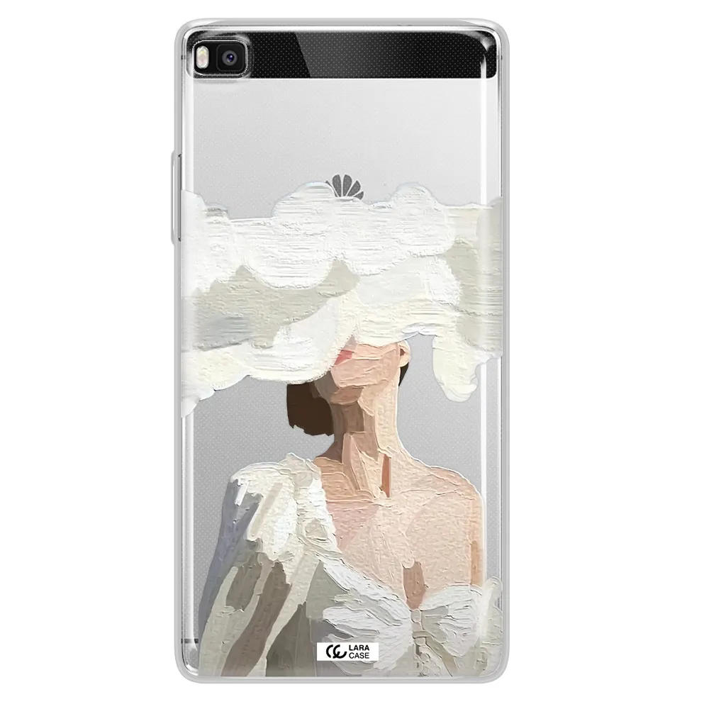 a woman with a cloud covering her face Huawei P8 Clear TPU Case