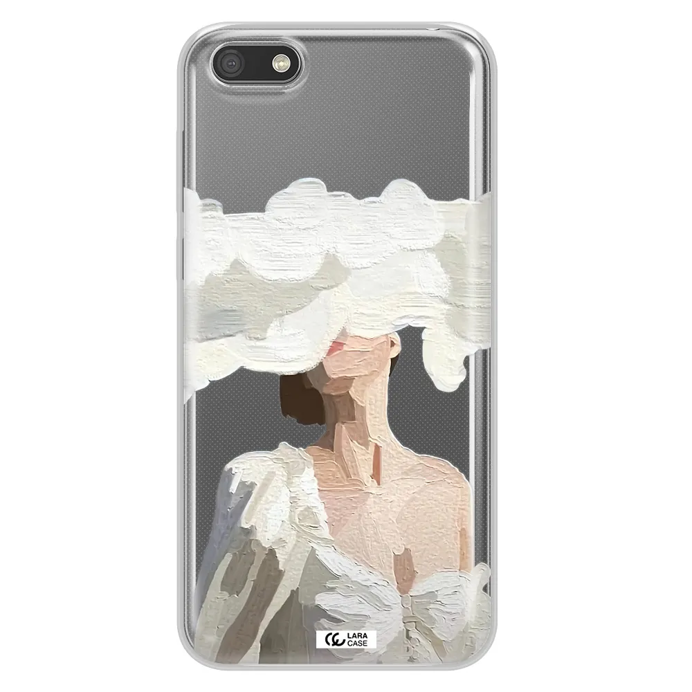 a woman with a cloud covering her face Huawei Y5 2018 Clear TPU Case