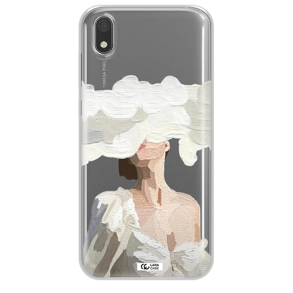 a woman with a cloud covering her face Huawei Y5 2019 Clear TPU Case