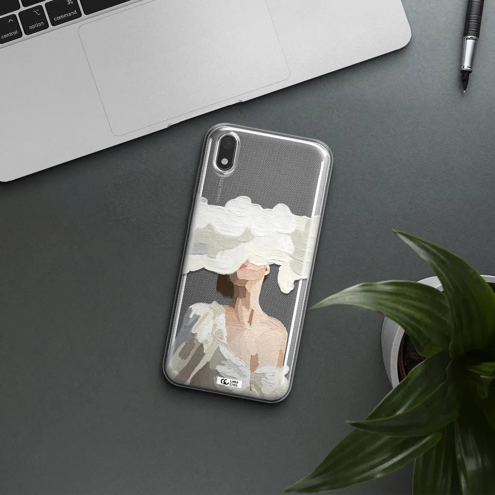 a woman with a cloud covering her face Huawei Y5 2019 Clear TPU Case