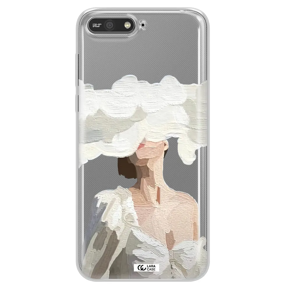a woman with a cloud covering her face Huawei Y6 2018 Clear TPU Case