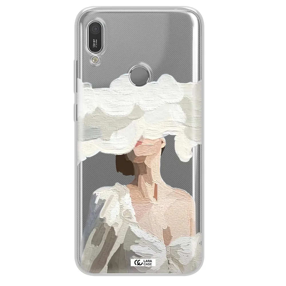 a woman with a cloud covering her face Huawei Y6 2019 Clear TPU Case