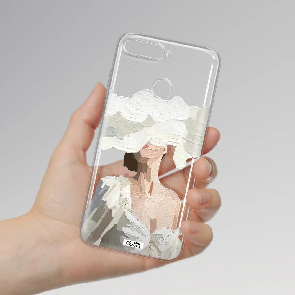 a woman with a cloud covering her face Huawei Y6 Prime 2018 Clear TPU Case