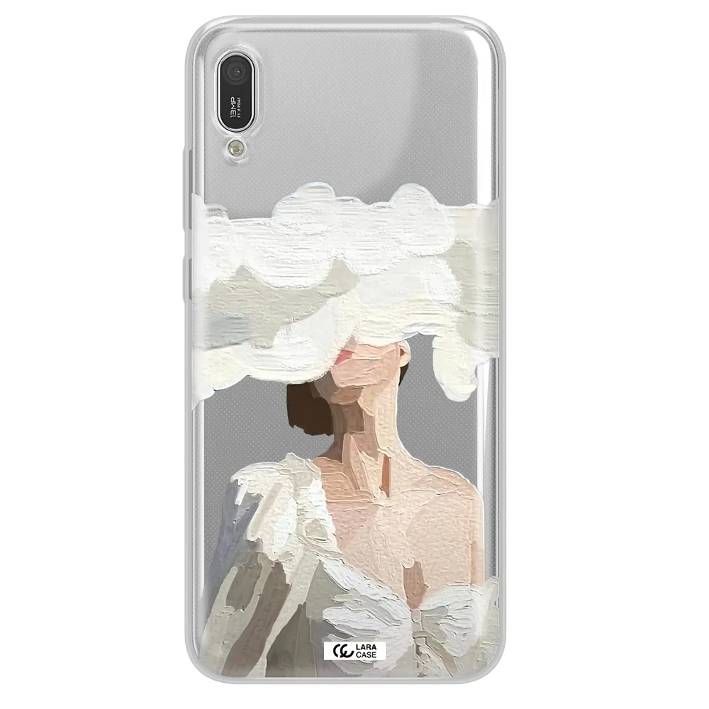 a woman with a cloud covering her face Huawei Y6 Pro 2019 Clear TPU Case
