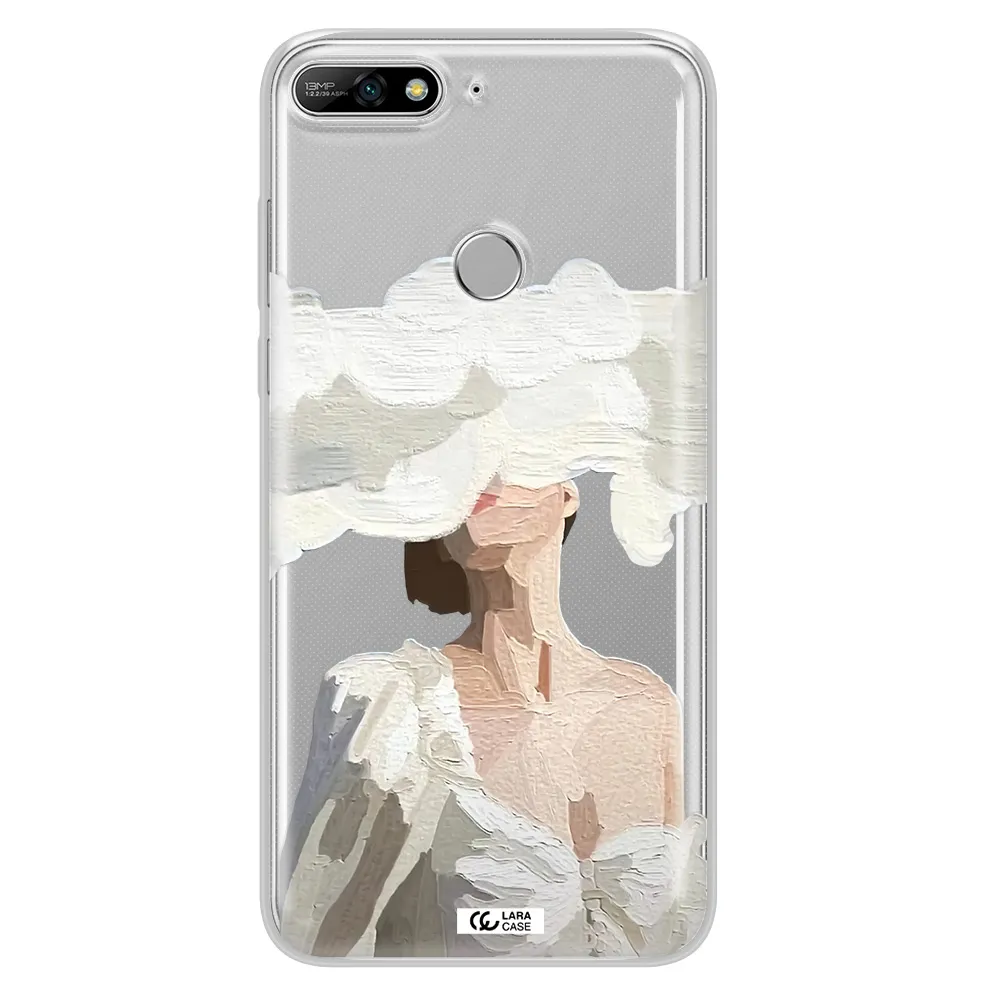 a woman with a cloud covering her face Huawei Y7 2018 Clear TPU Case