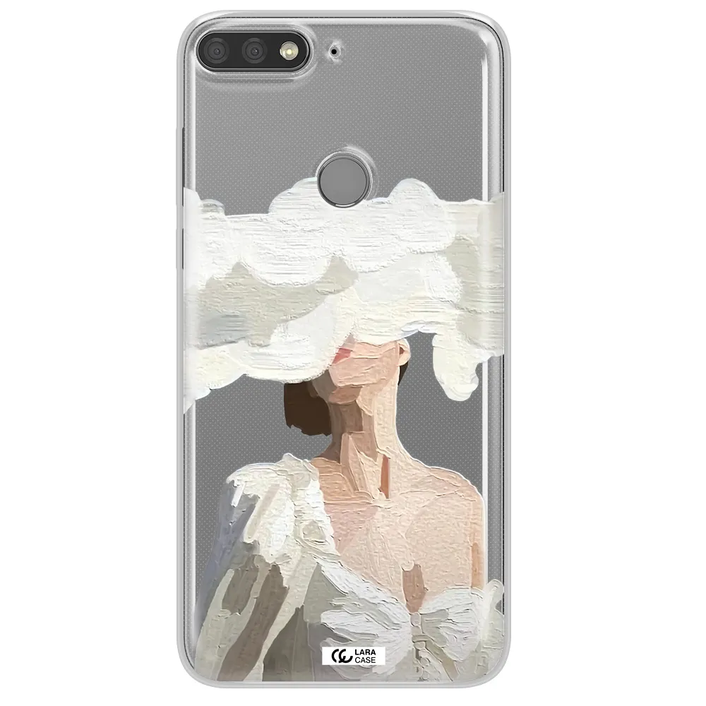 a woman with a cloud covering her face Huawei Y7 Prime 2018 Clear TPU Case