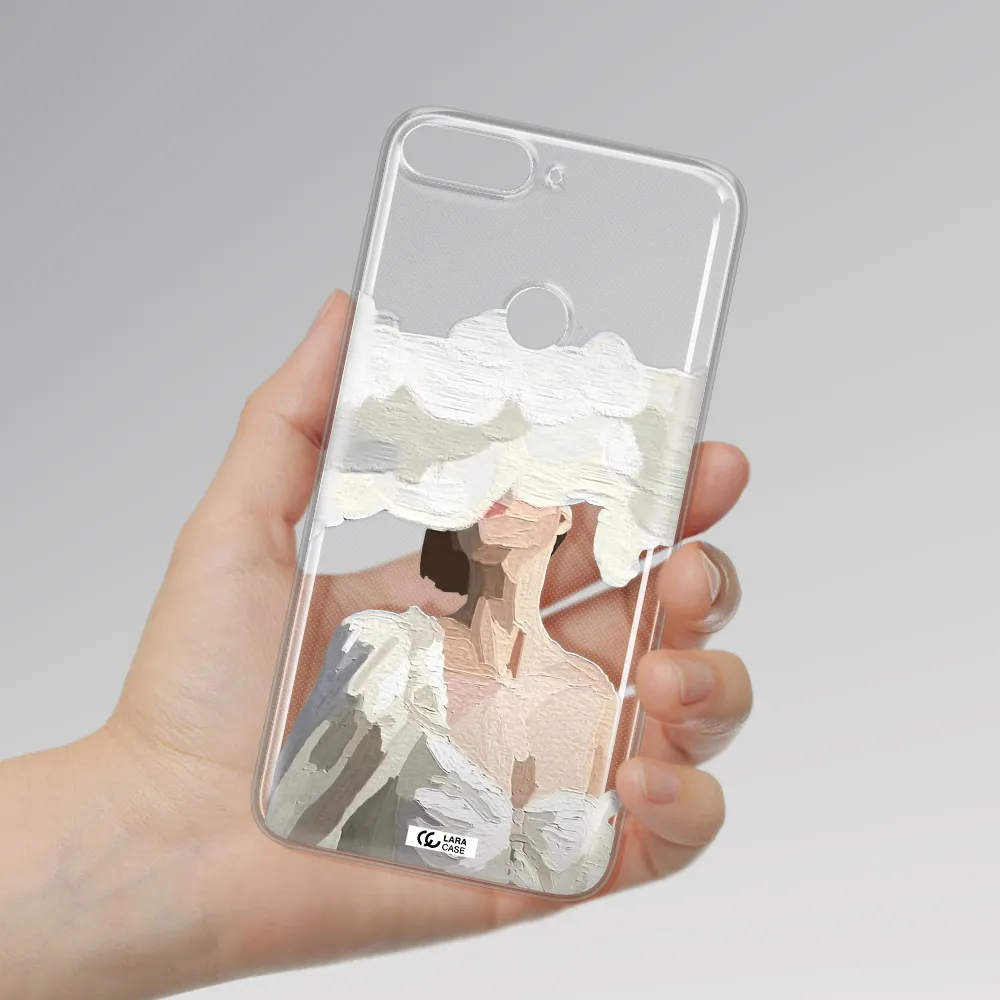 a woman with a cloud covering her face Huawei Y7 Prime 2018 Clear TPU Case