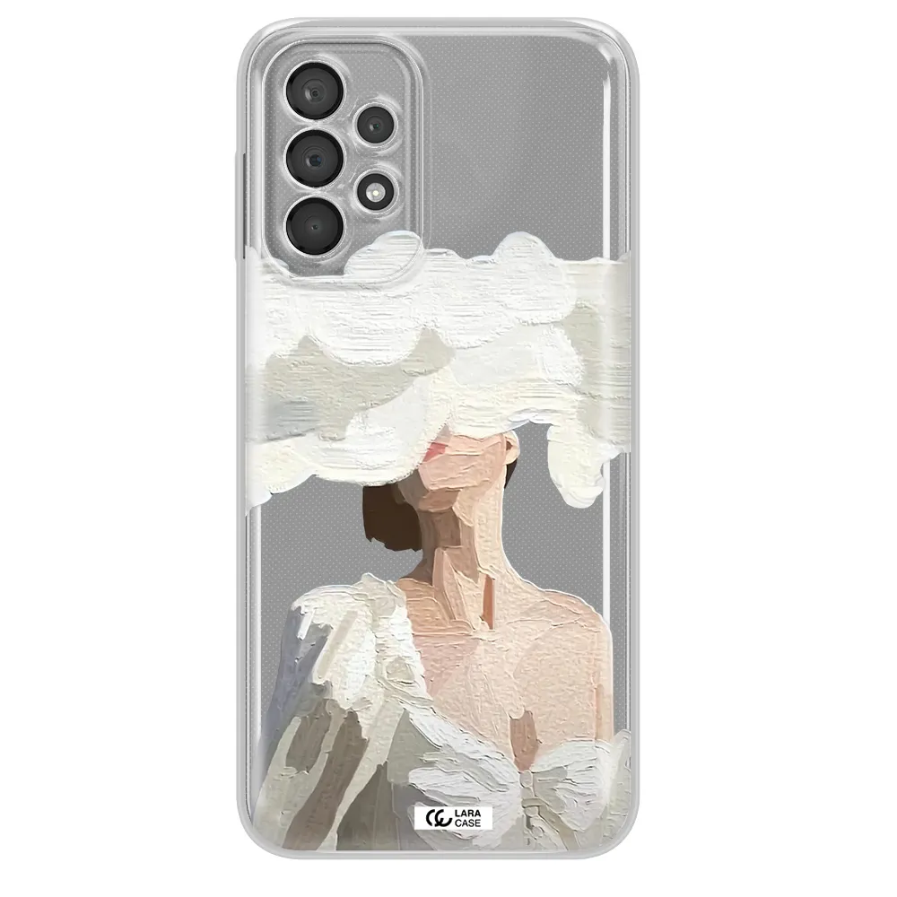 A Woman With A Cloud Covering Her Face Samsung A23 5G Clear Tpu Case