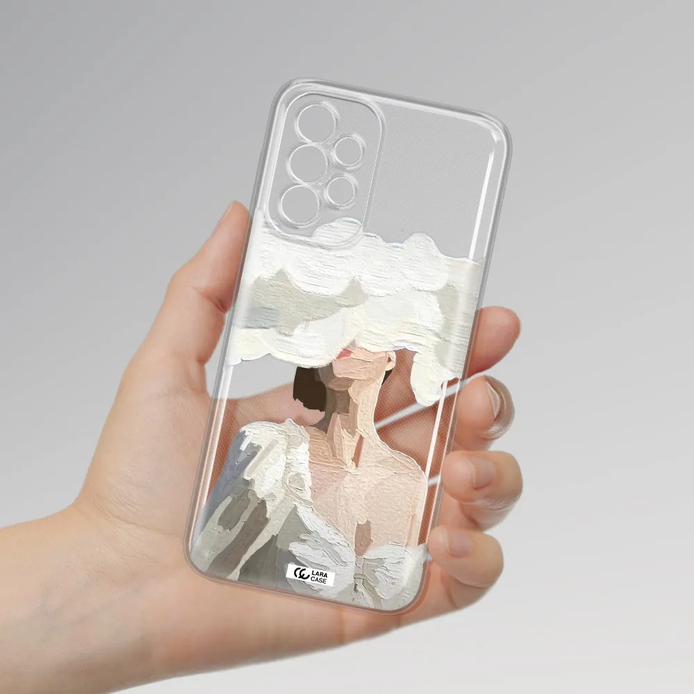 A Woman With A Cloud Covering Her Face Samsung A23 5G Clear Tpu Case