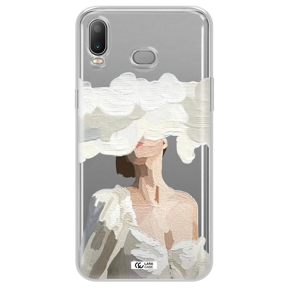 a woman with a cloud covering her face Samsung A6S Clear TPU Case