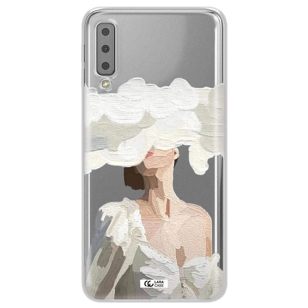 a woman with a cloud covering her face Samsung A7 2018 Clear TPU Case