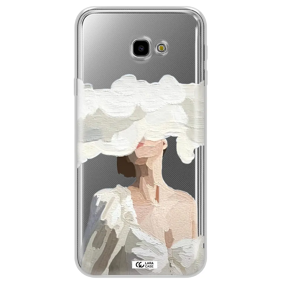 a woman with a cloud covering her face Samsung J4 Plus Clear TPU Case