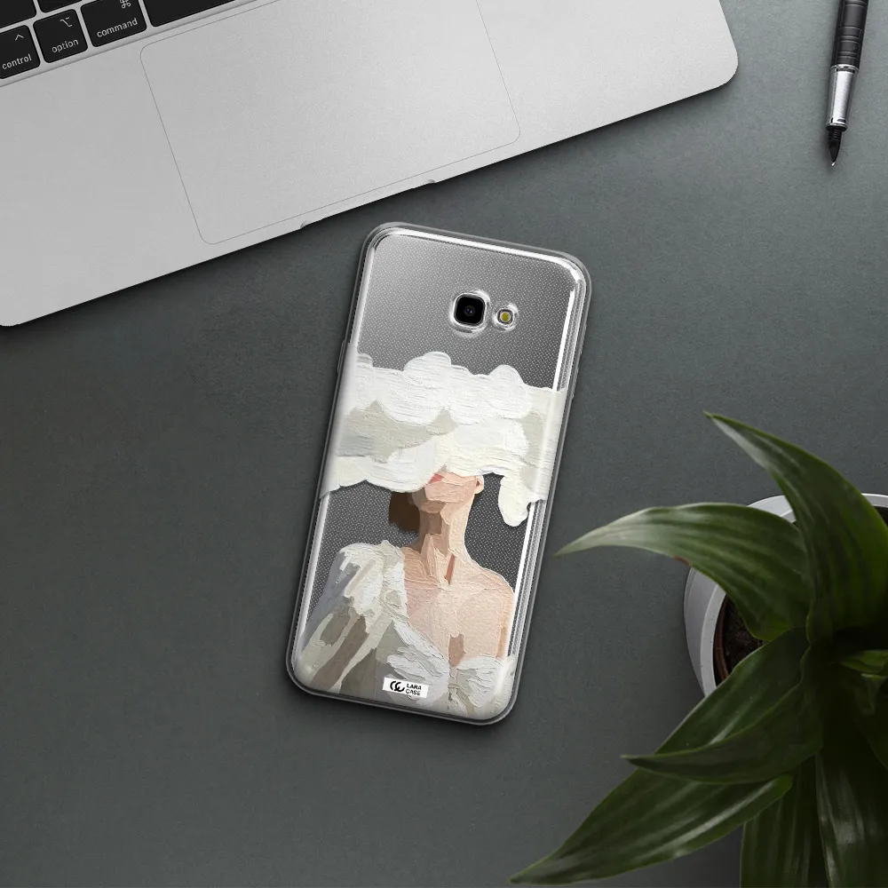 a woman with a cloud covering her face Samsung J4 Plus Clear TPU Case