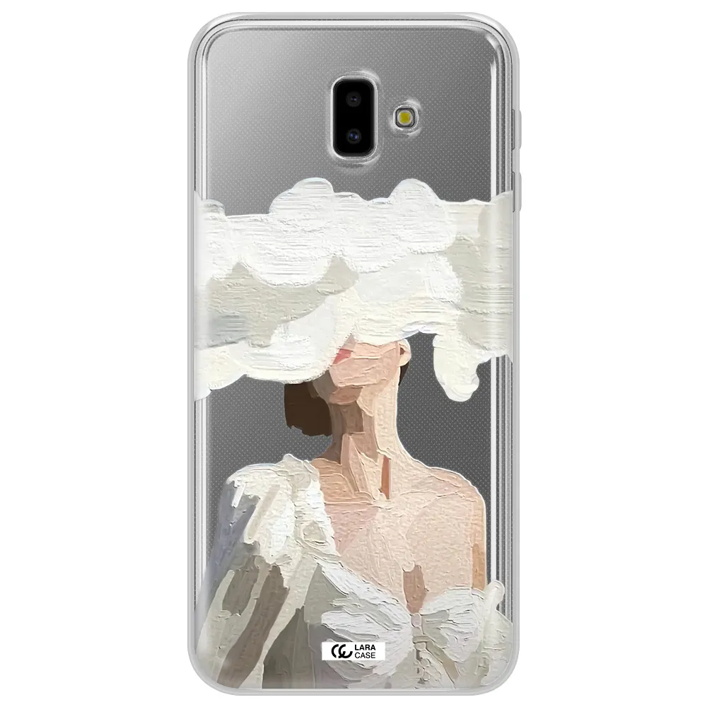 a woman with a cloud covering her face Samsung J6 Plus Clear TPU Case