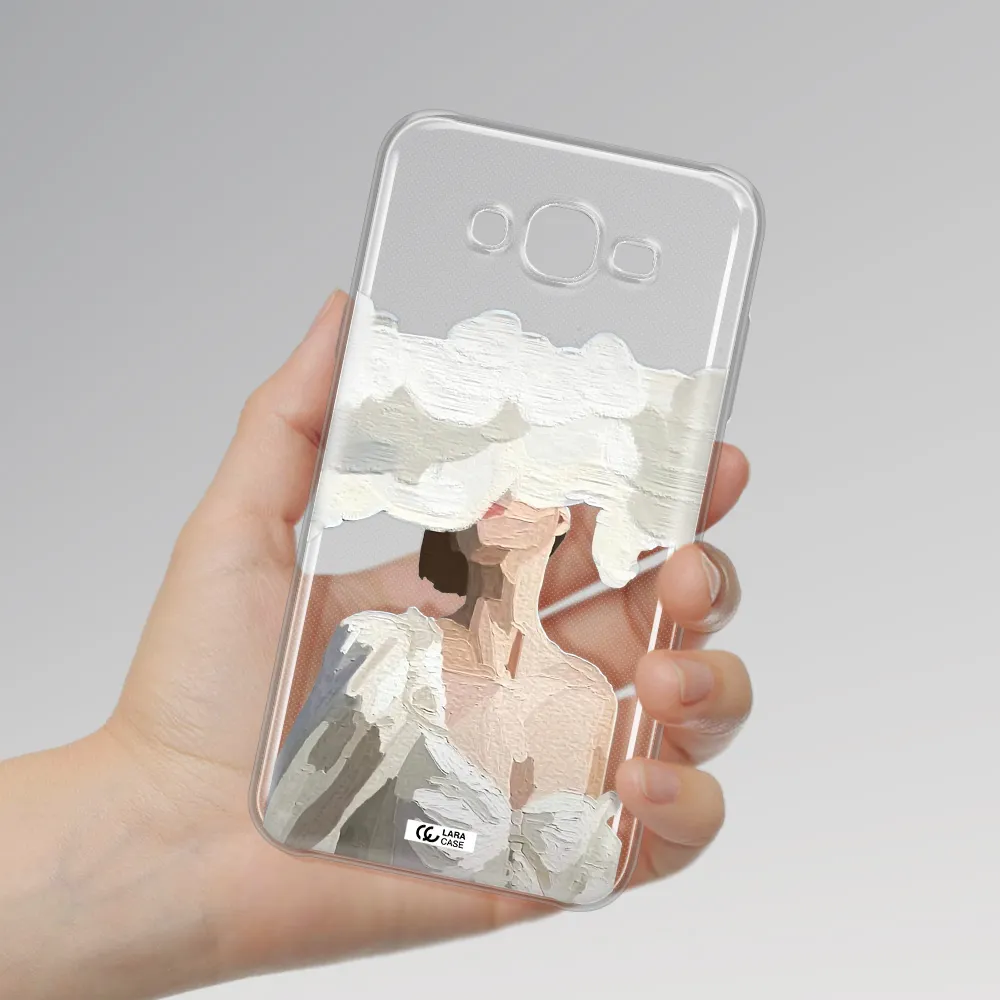 a woman with a cloud covering her face Samsung J7 Clear TPU Case