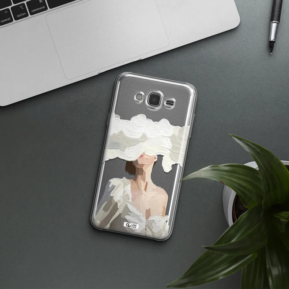 a woman with a cloud covering her face Samsung J7 Core Clear TPU Case