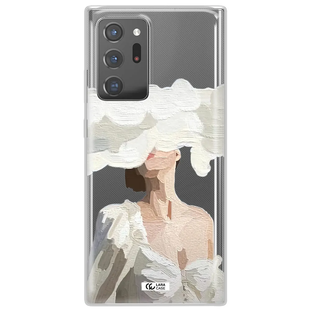 a woman with a cloud covering her face Samsung Note 20 Ultra Clear TPU Case