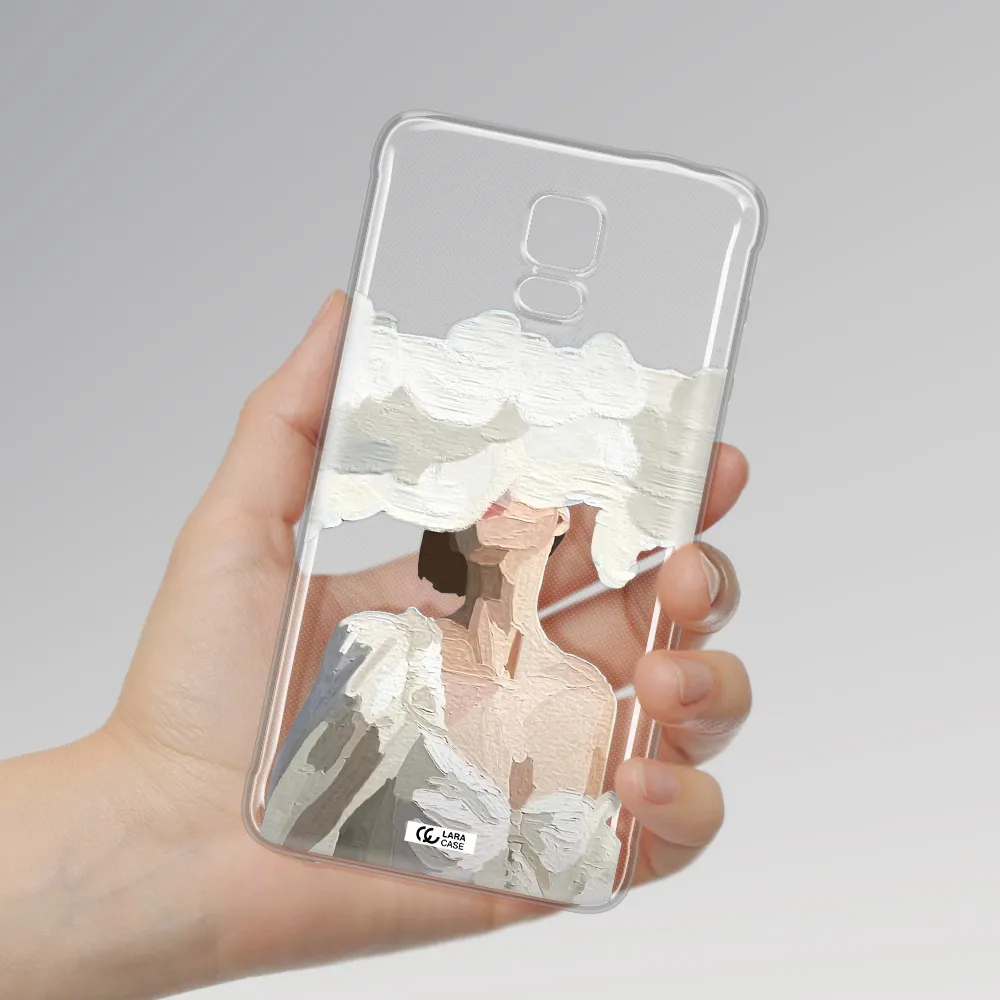 a woman with a cloud covering her face Samsung Note 4 Clear TPU Case