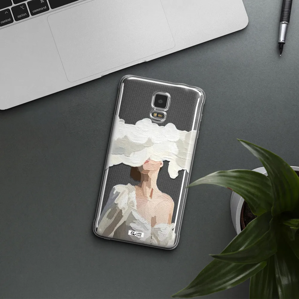 a woman with a cloud covering her face Samsung Note 4 Clear TPU Case