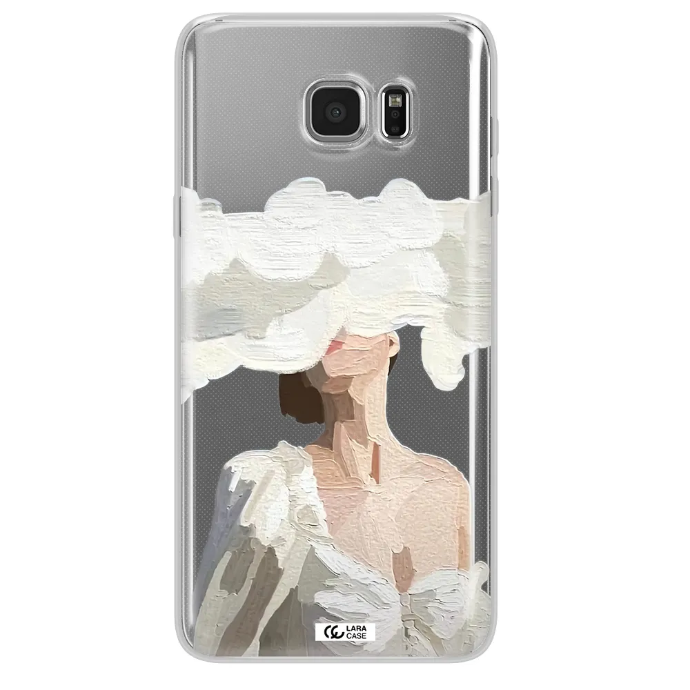 a woman with a cloud covering her face Samsung Note 5 Clear TPU Case
