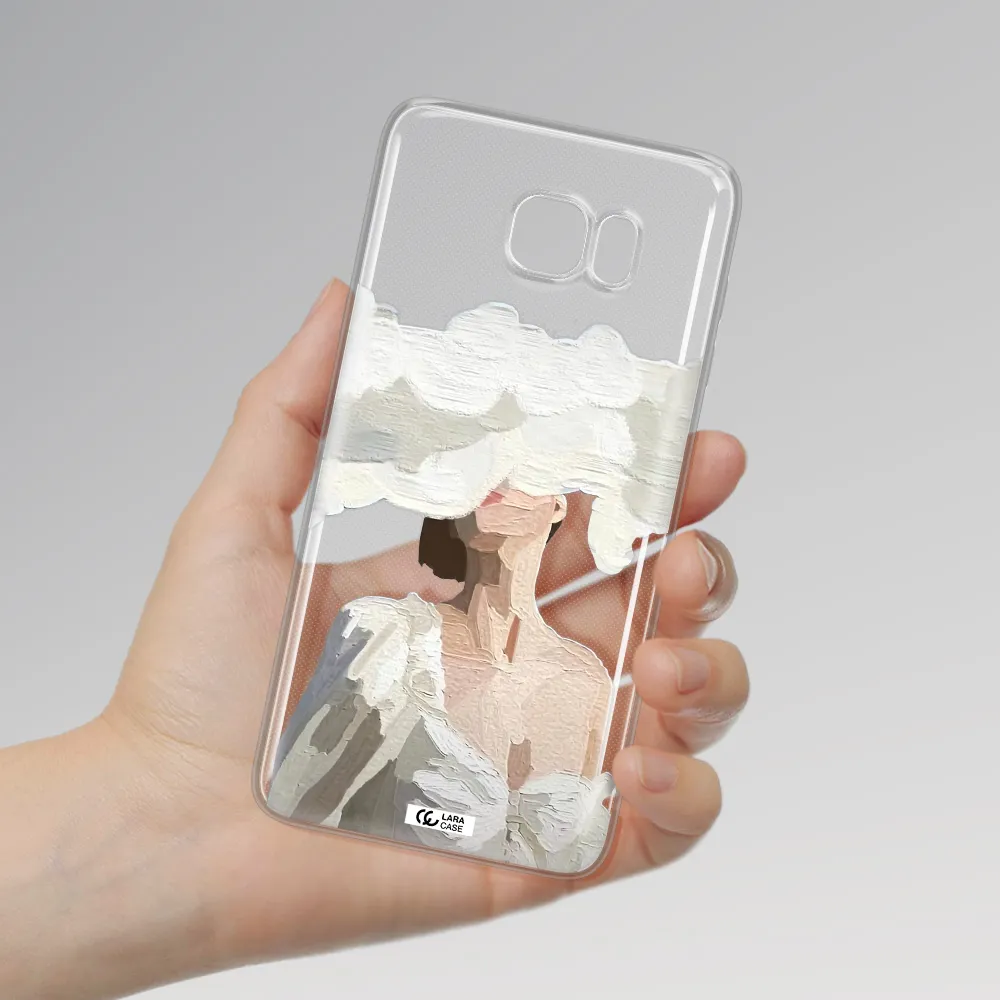 a woman with a cloud covering her face Samsung Note 5 Clear TPU Case