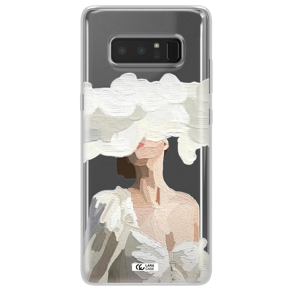 a woman with a cloud covering her face Samsung Note 8 Clear TPU Case