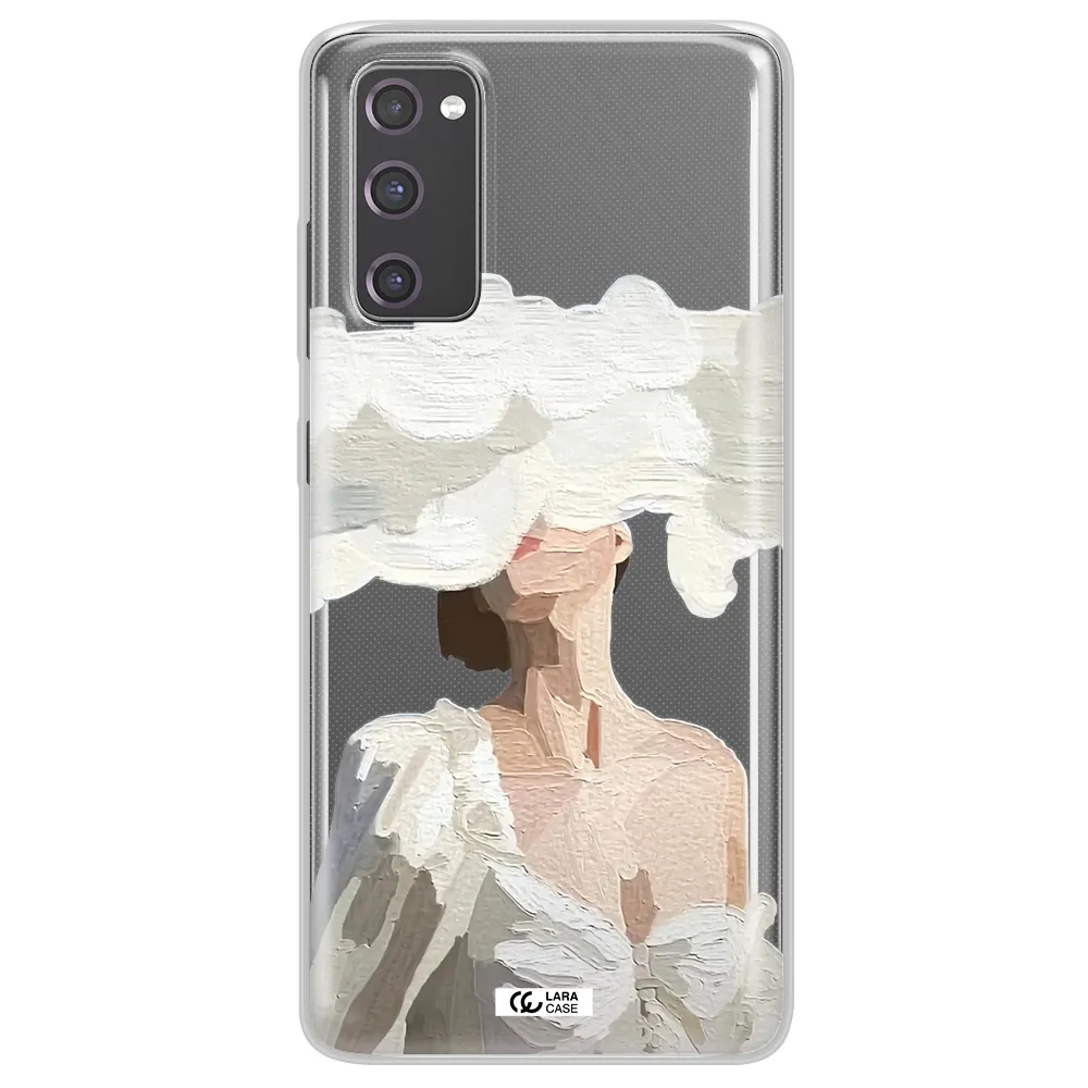 a woman with a cloud covering her face Samsung S20 Fe Clear TPU Case