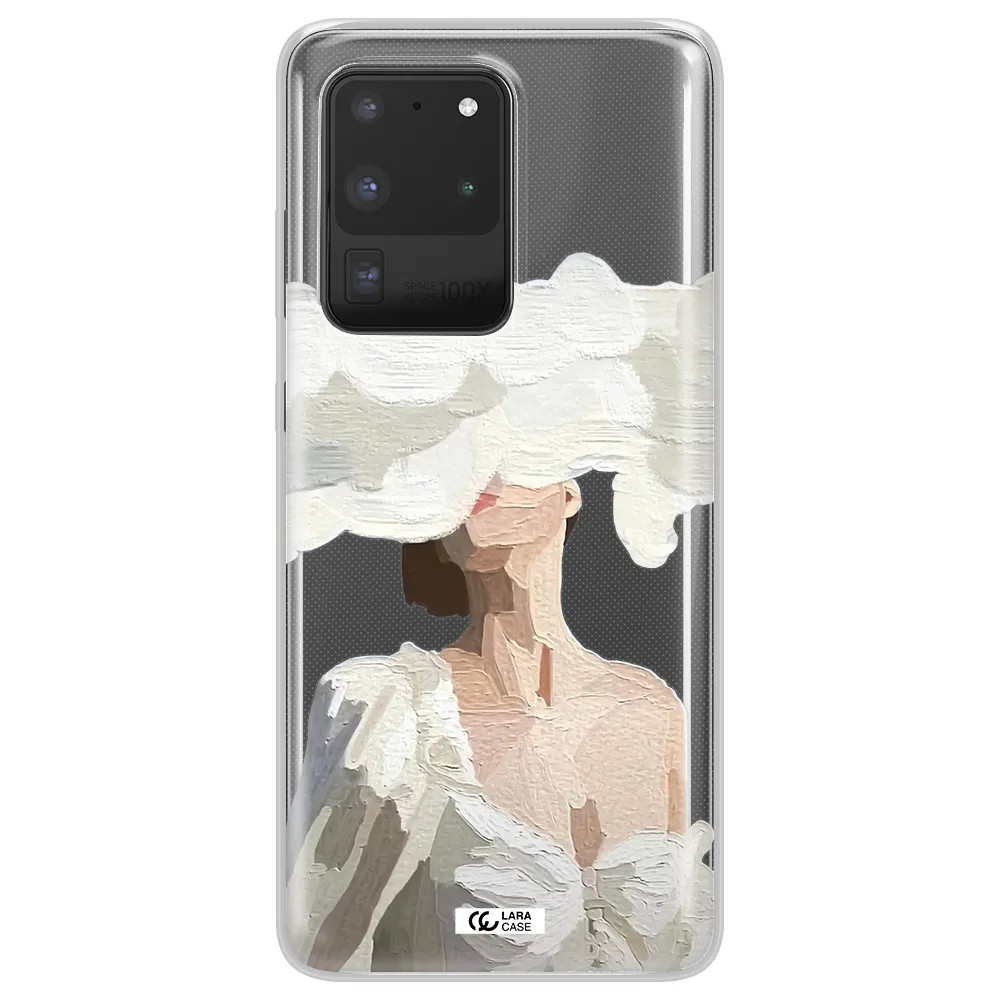 a woman with a cloud covering her face Samsung S20 Ultra Clear TPU Case