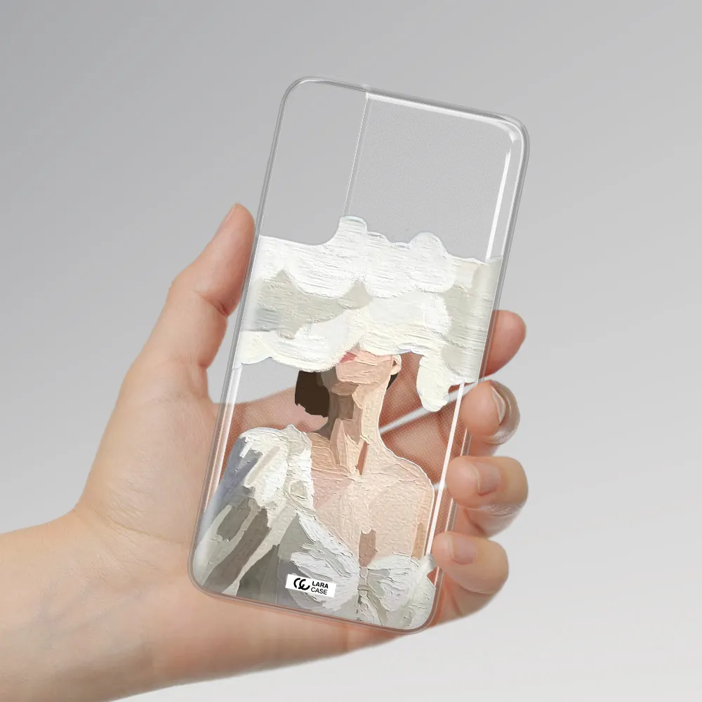 a woman with a cloud covering her face Samsung S21 Plus Clear TPU Case
