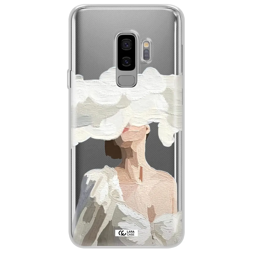 a woman with a cloud covering her face Samsung S9 Plus Clear TPU Case
