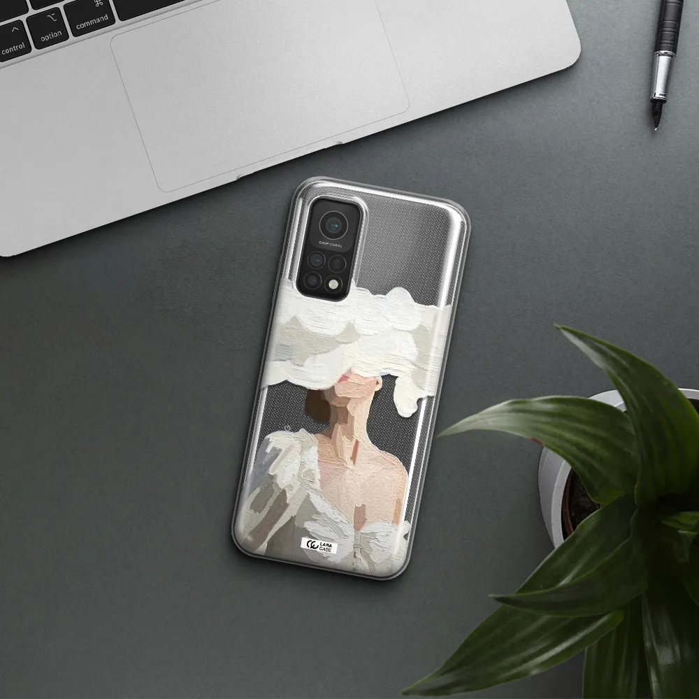a woman with a cloud covering her face Xiaomi Mi 10T Clear TPU Case