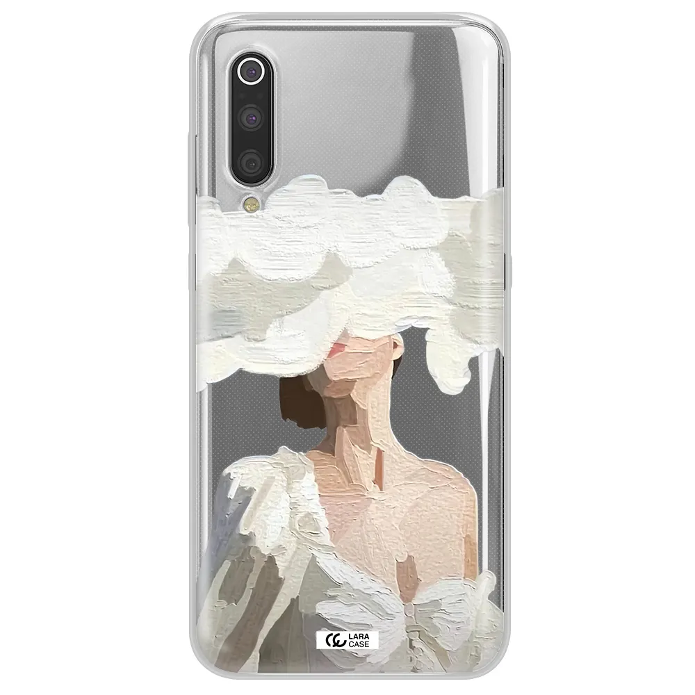 a woman with a cloud covering her face Xiaomi Mi 9 Clear TPU Case