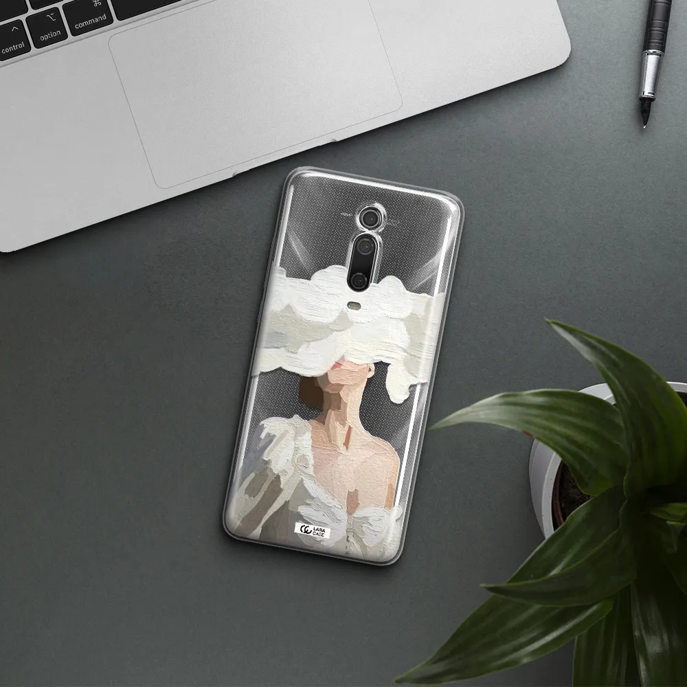 a woman with a cloud covering her face Xiaomi Mi 9T Clear TPU Case
