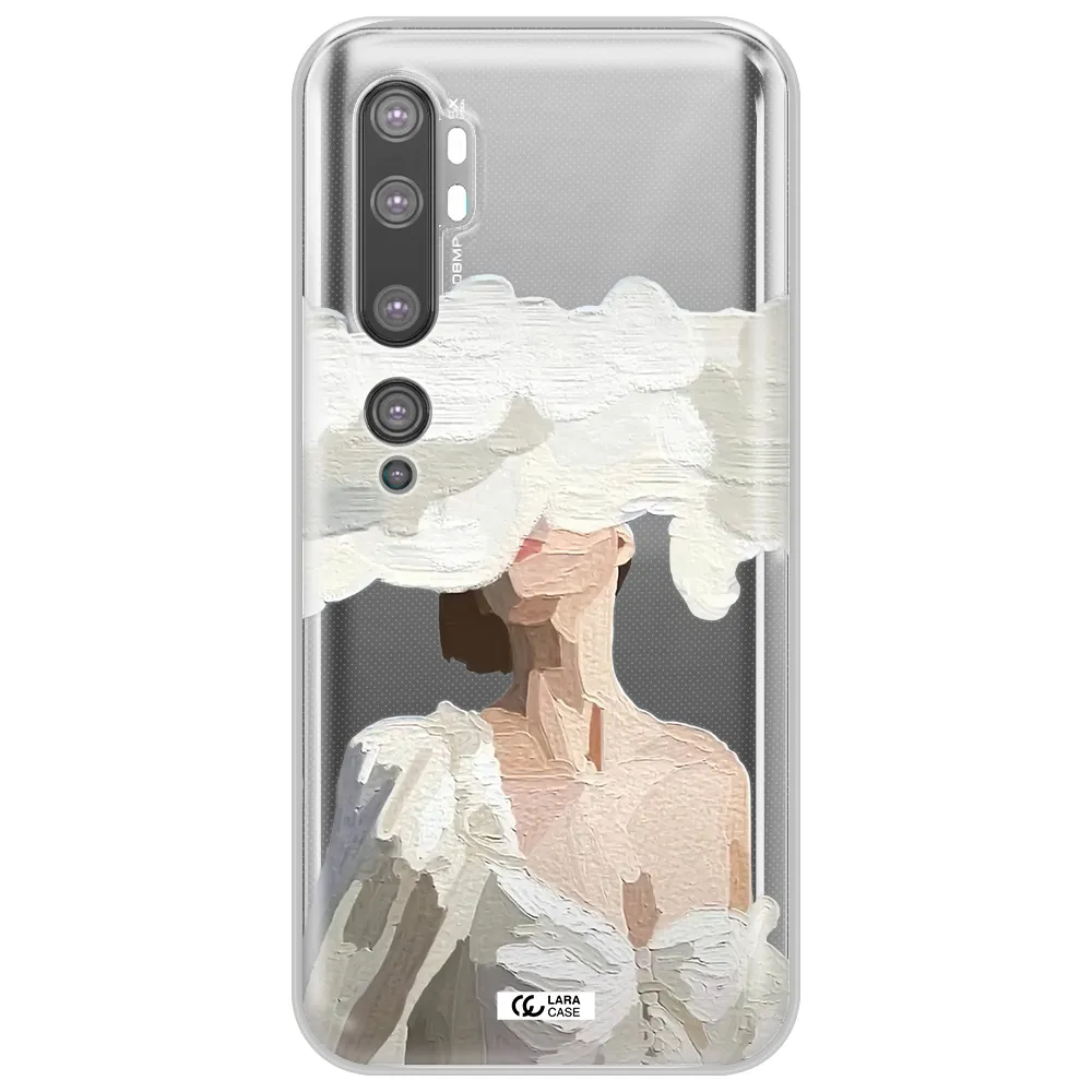 a woman with a cloud covering her face Xiaomi Mi Note 10 Clear TPU Case
